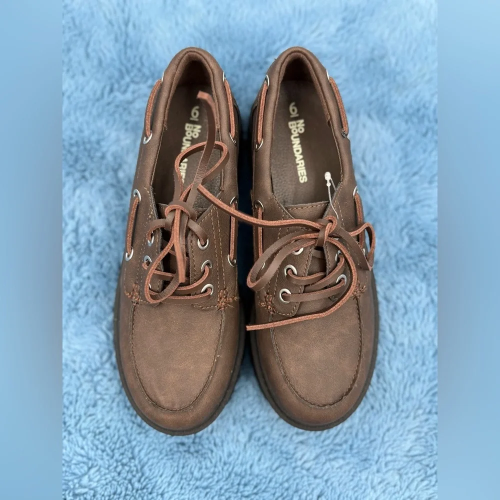 No Boundaries‎ Women's Platform Boat Shoes Brown NWOB Size 6 Y2K 90's